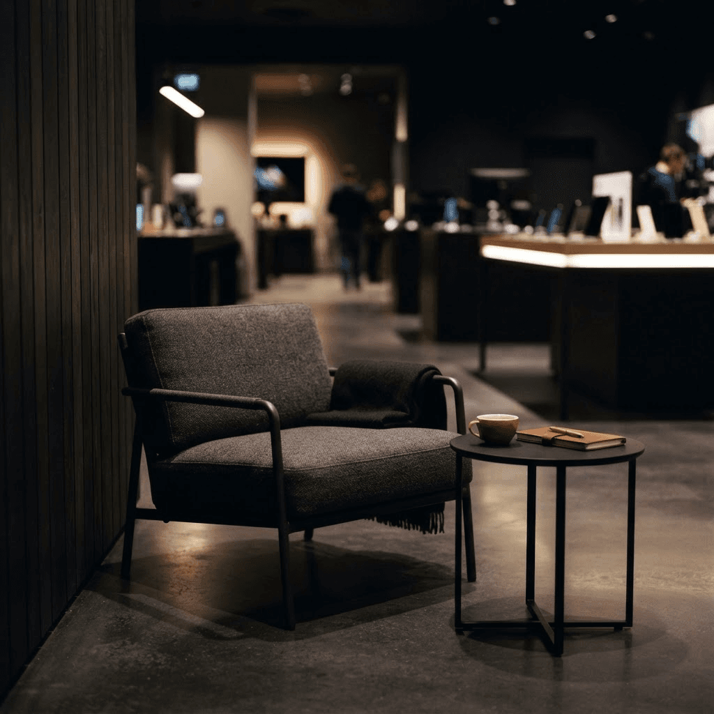 Zonă de așteptare pentru clienți în showroom-ul CODEC